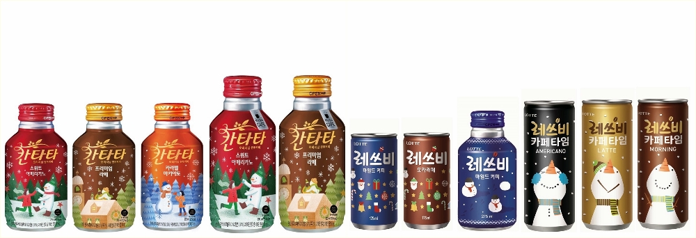 칸타타 및 레쓰비 겨울 에디션.(사진= 롯데칠성음료)