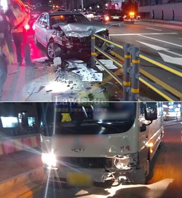 가해차량과 피해차량 모습.(사진=경남지방경찰청)