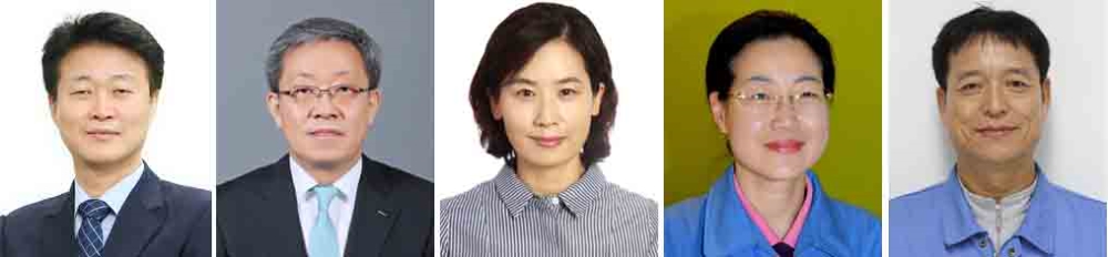 포스코 임원인사 왼쪽부터 오형수 포항제철소장(부사장), 정탁 철강사업본부장(부사장), 이유경 설비자재구매실장(상무), 오지은 상무보, 손병락 명장(사진=포스코)