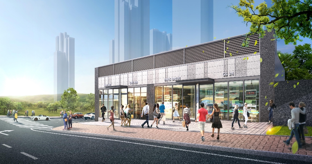 속초자이 단지 내 상가 투시도.(사진=GS건설)