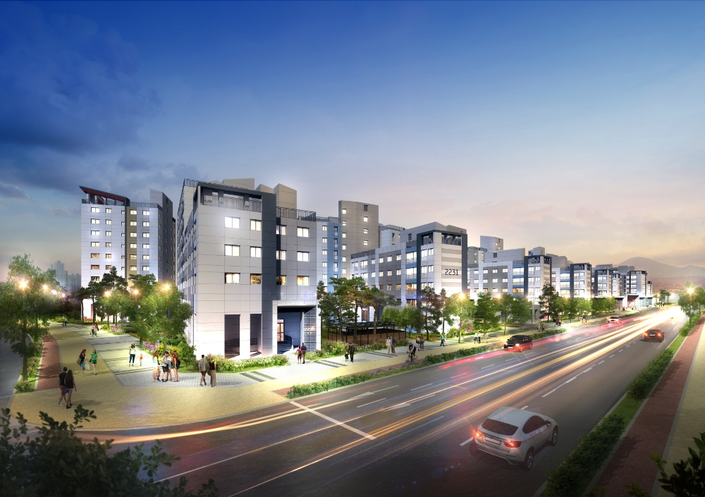 롯데건설, 김포한강 롯데캐슬 야경 투시도.(사진=롯데건설)