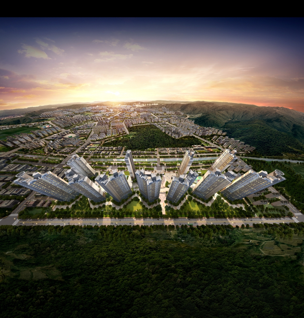 동남 힐데스하임 The와이드 광역조감도.(사진=원건설)