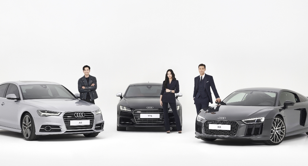 아우디 코리아는 배우 이진욱, 슈퍼주니어의 멤버 최시원, 에프엑스(f(x))의 멤버 크리스탈을 2018년 아우디 코리아 브랜드 홍보대사로 위촉했다.(사진=아우디 코리아)