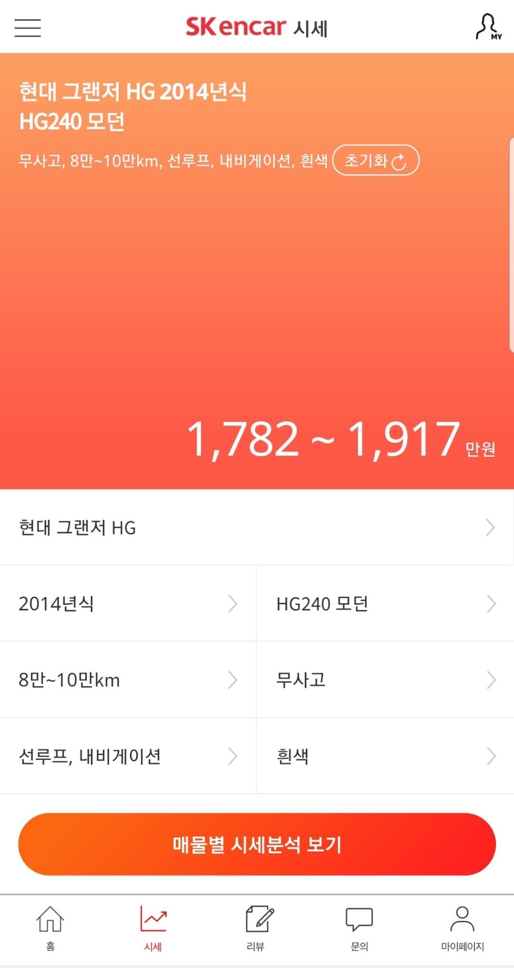 ‘엔카시세’ 모바일.(사진=SK엔카닷컴)