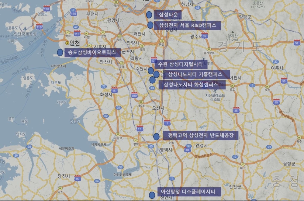 삼성벨트 따라 분양 지도. (사진=함스피알)