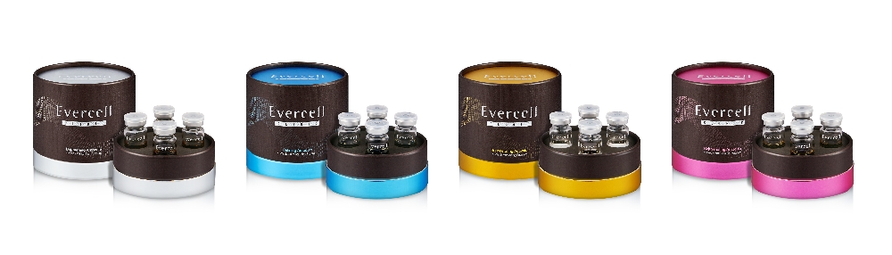 (사진=차바이오F&C 화장품 '에버셀 클리닉'.(왼쪽부터) 브라이트닝 앰플, 수딩 앰플, 리제너레이팅 앰플, 리주브네이팅 앰플)