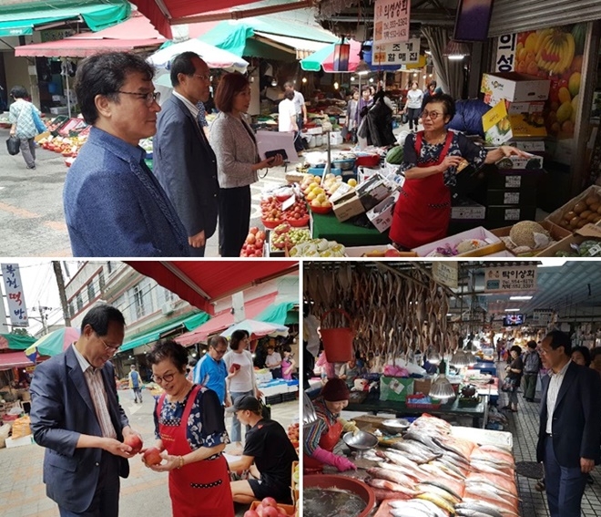 홍병석 청장이 상인들과 대화를 나누고 있다.(사진제공=동남지방통계청)