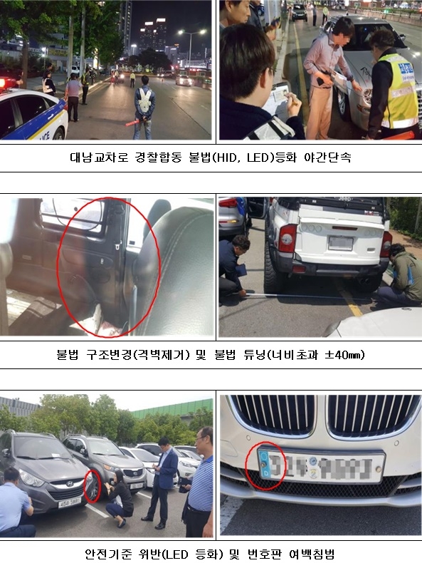 2018년 상반기 불법자동차 단속현장.(사진제공=부산시)