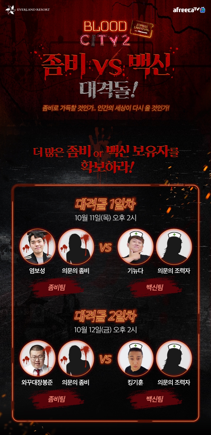 아프리카TV, 에버랜드‘블러드 시티2’에서 ‘좀비VS인간’ 팀 대결 생중계