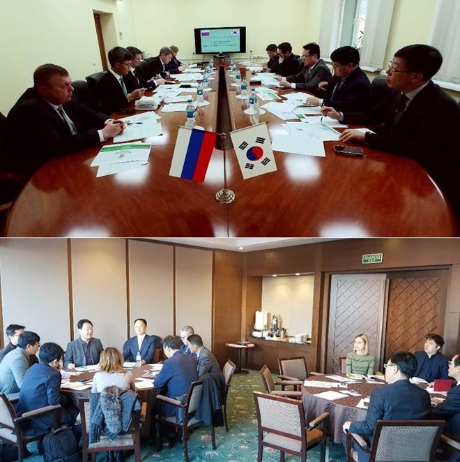 러시아 극동지역본부세관과 세관협력회의를 개최하고 있다.(위)/블라디보스토크 현지 진출 기업 대상으로 통관애로 해소 간담회를 갖고 있다(아래). (사진제공=부산본부세관)