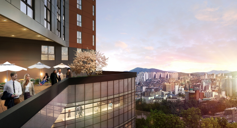 신중동역 랜드마크 푸르지오 시티에 적용되는 루프탑 라운지.(사진=대우건설)
