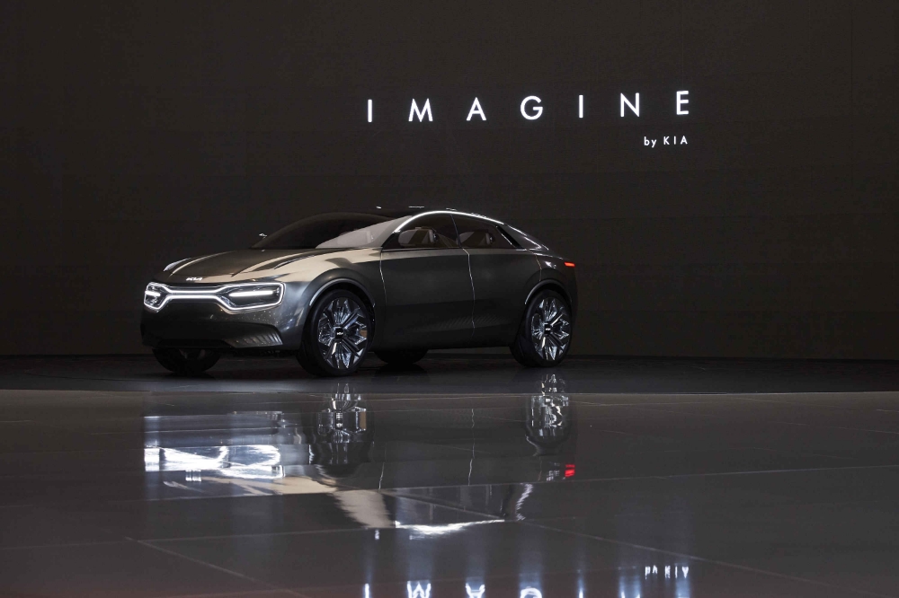 2019 제네바 모터쇼에서 세계 최초로 공개된 차세대 크로스오버 EV 콘셉트카 ‘Imagine by KIA’의 모습.(사진=기아자동차)