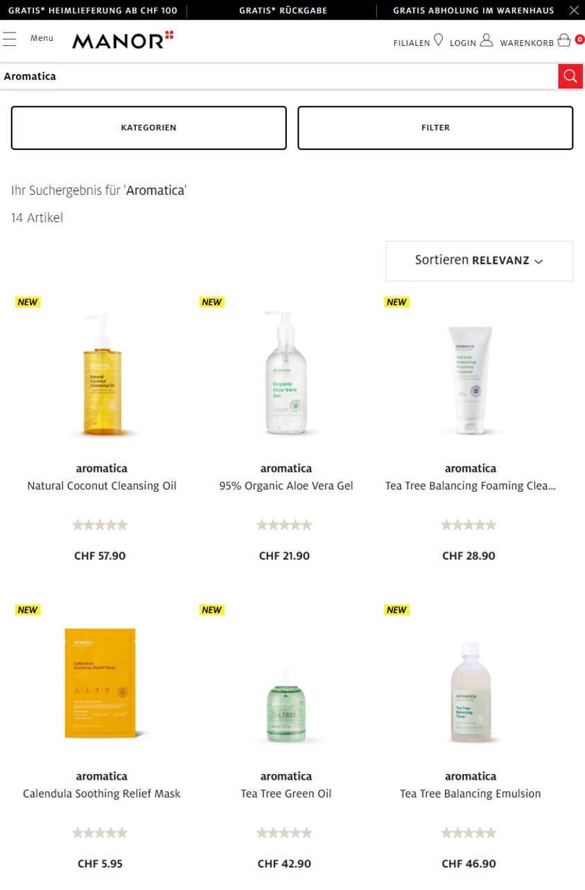 아로마티카, 스위스 백화점 ‘마노르(Manor)’에 주요 제품 입점