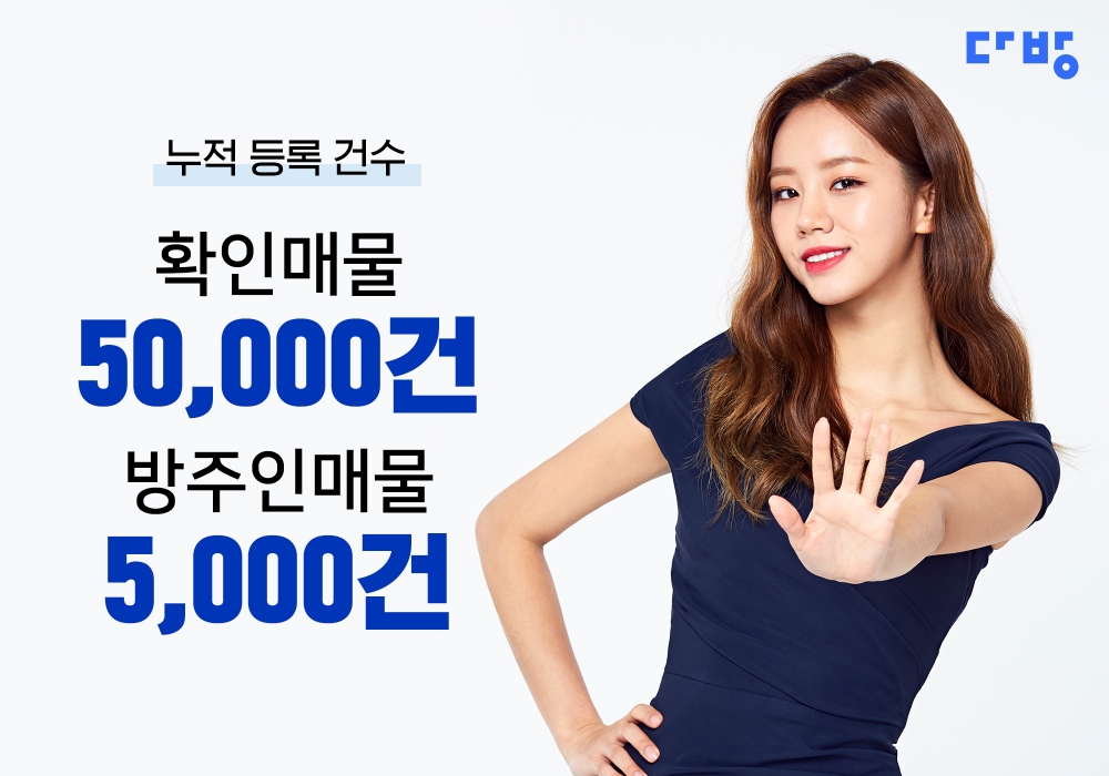 다방, 출시 7개월 만에 확인매물 5만건, 방주인매물 5천건 돌파