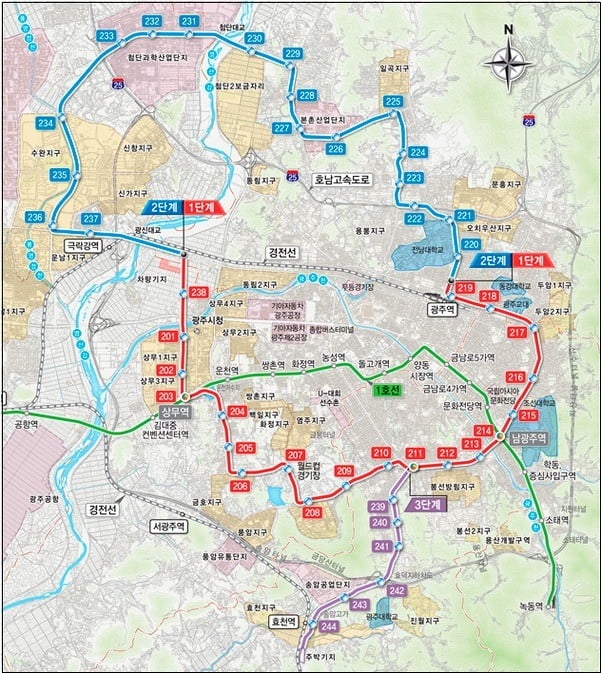 광주도시철도 2호선 노선도. /사진=대도시권광역교통위원회