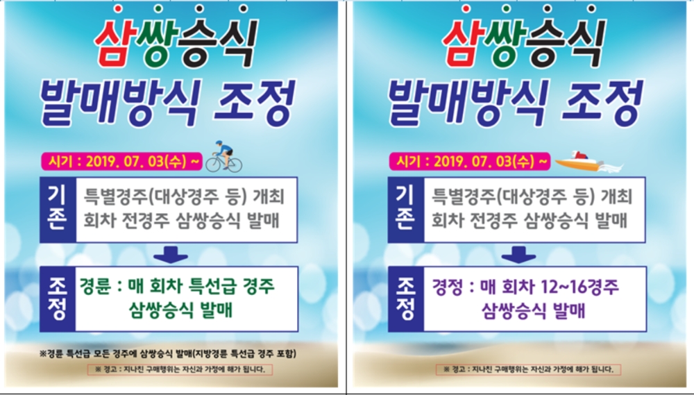 경륜 발매방식 조정 안내문. (사진=국민체육진흥공단)