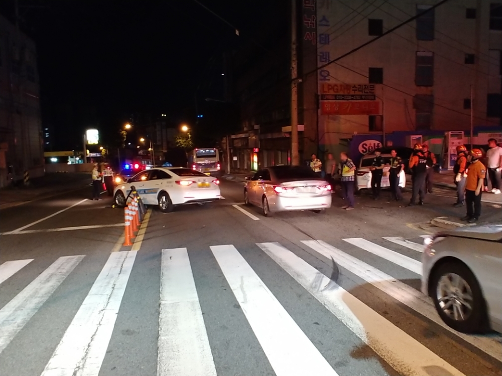 택시 사고현장.(사진제공=부산경찰청)