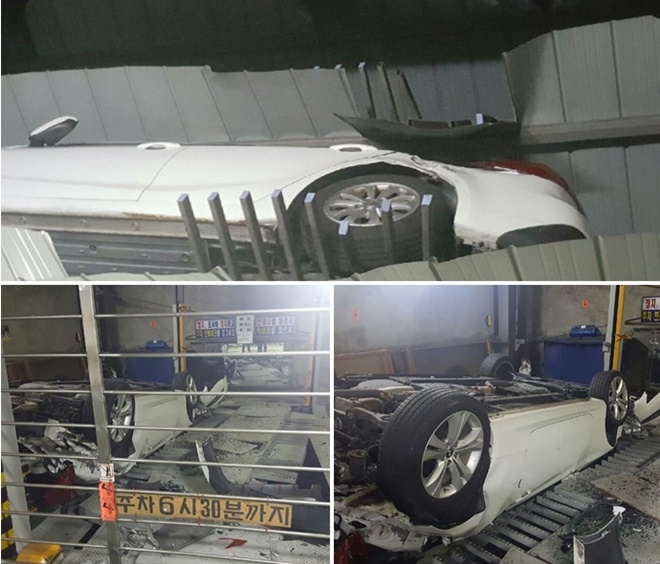 차량파손 사고현장.(사진제공=부산경찰청)