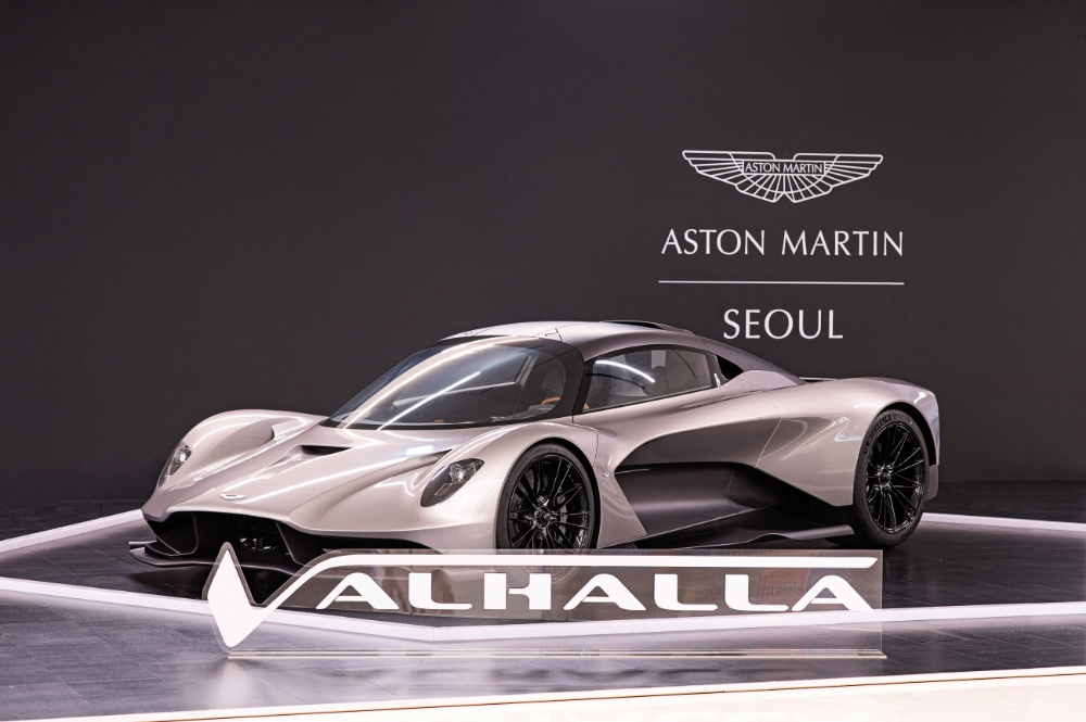 코엑스에 전시된 애스턴마틴 하이퍼카 발할라.(사진=애스턴마틴 서울)