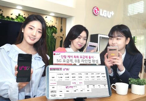 LG유플러스 모델들이 신규 5G 요금제 ‘5G 플래티넘’을 홍보하고 있다. 사진=LG유플러스
