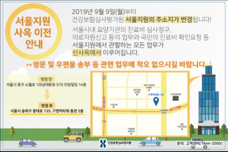 건강보험심사평가원 서울지원이 송파구 가락동으로 이전한다. 사진=심평원