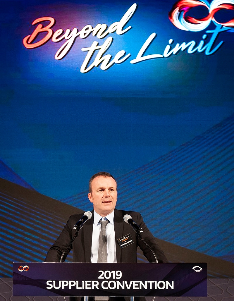 지난 3월 열린 르노삼성자동차 2019 협력업체 컨벤션에서 도미닉 시뇨라 사장.(사진=르노삼성자동차)