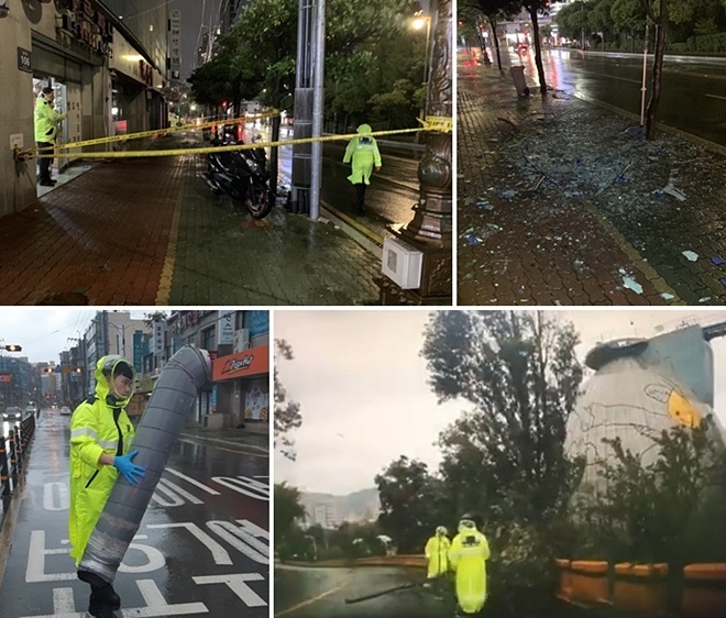 태풍 타파 피해현장.(사진제공=부산경찰청)