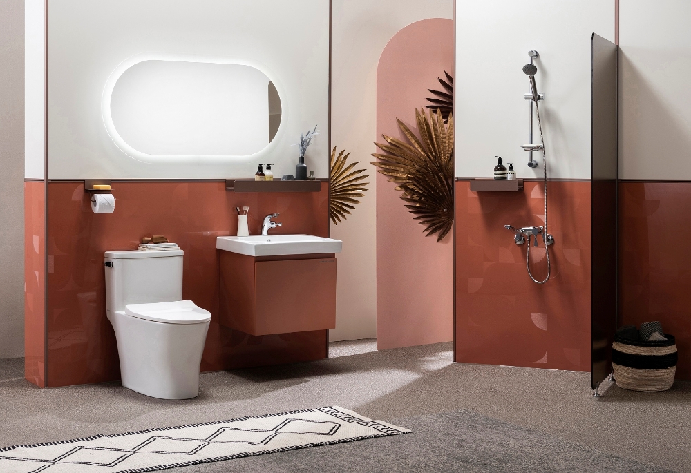 한샘 유로5 뉴트로모던 욕실 브릭 색상.(사진=한샘)