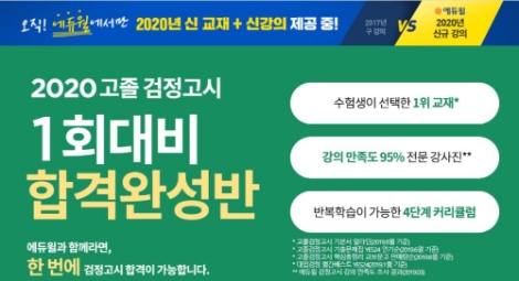 에듀윌이 2020년 1회 검정고시 대비 ‘합격완성반’을 선보였다. 사진=에듀윌