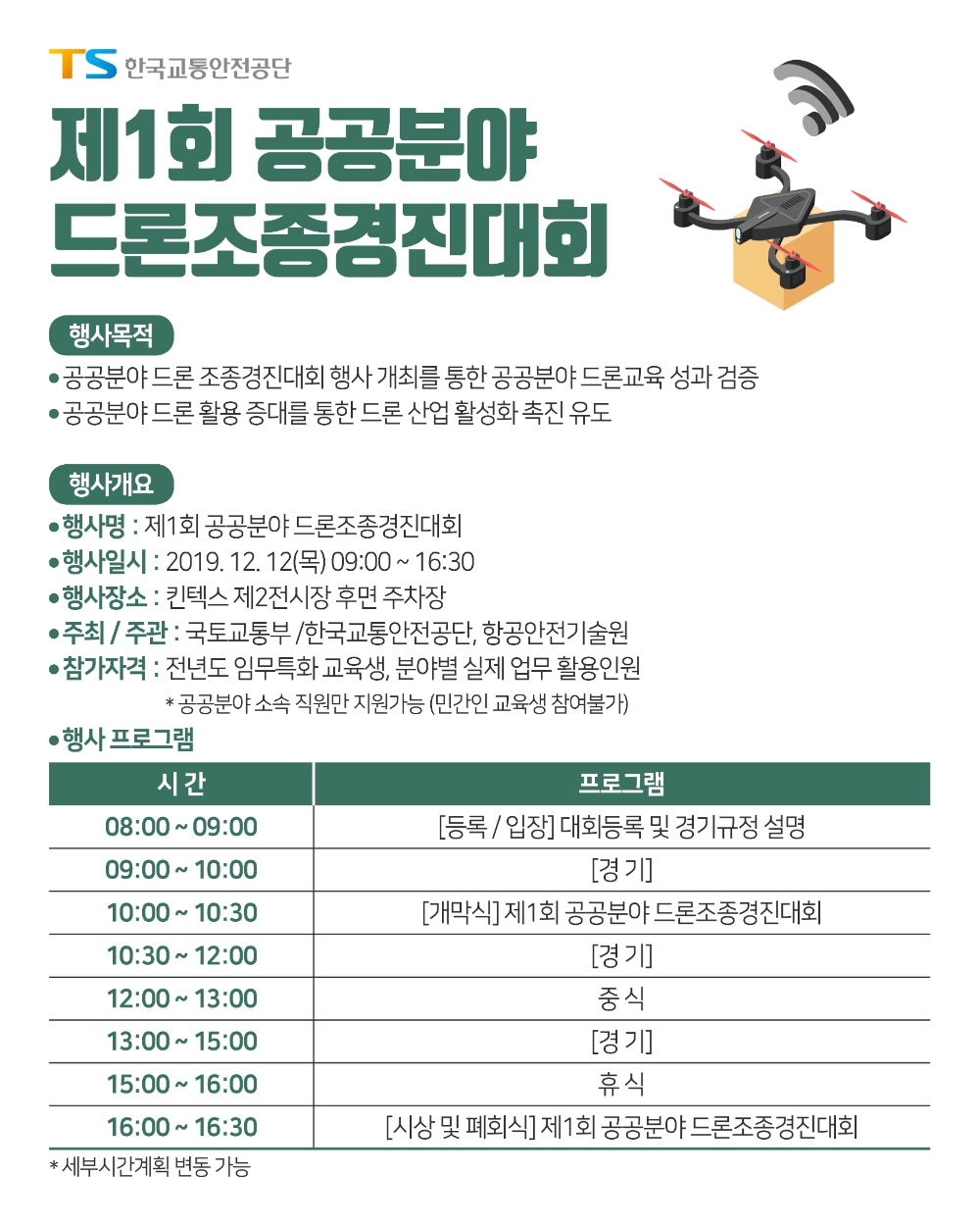 한국교통안전공단, ‘공공분야 드론조종 경진대회’ 첫 개최