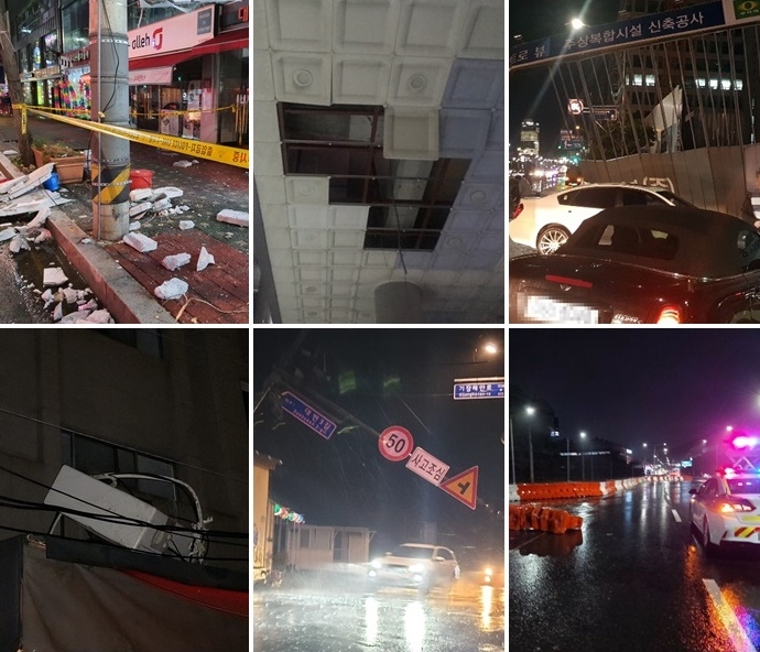 부산지역 강풍피해.(사진제공=부산경찰청)