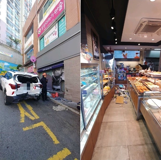 가게돌진 사고현장.(사진제공=부산경찰청)