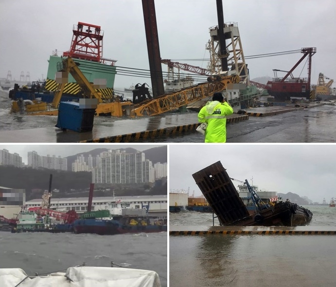 기상악화로 침수선박 4척.(사진제공=부산해양경찰서)