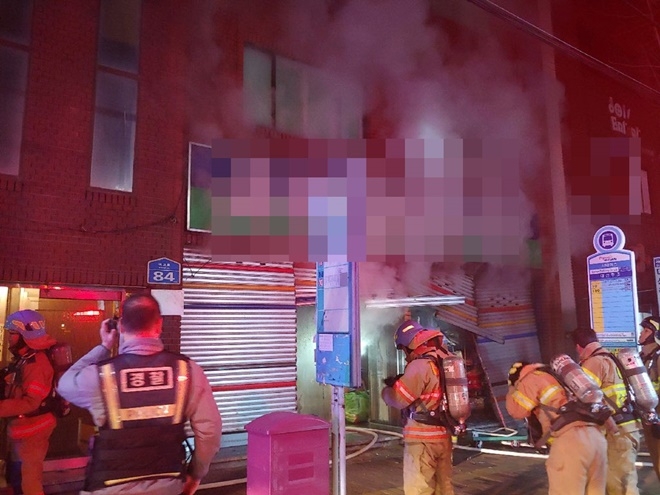 연제구 한 마크사 화재현장.(사진제공=부산경찰청)