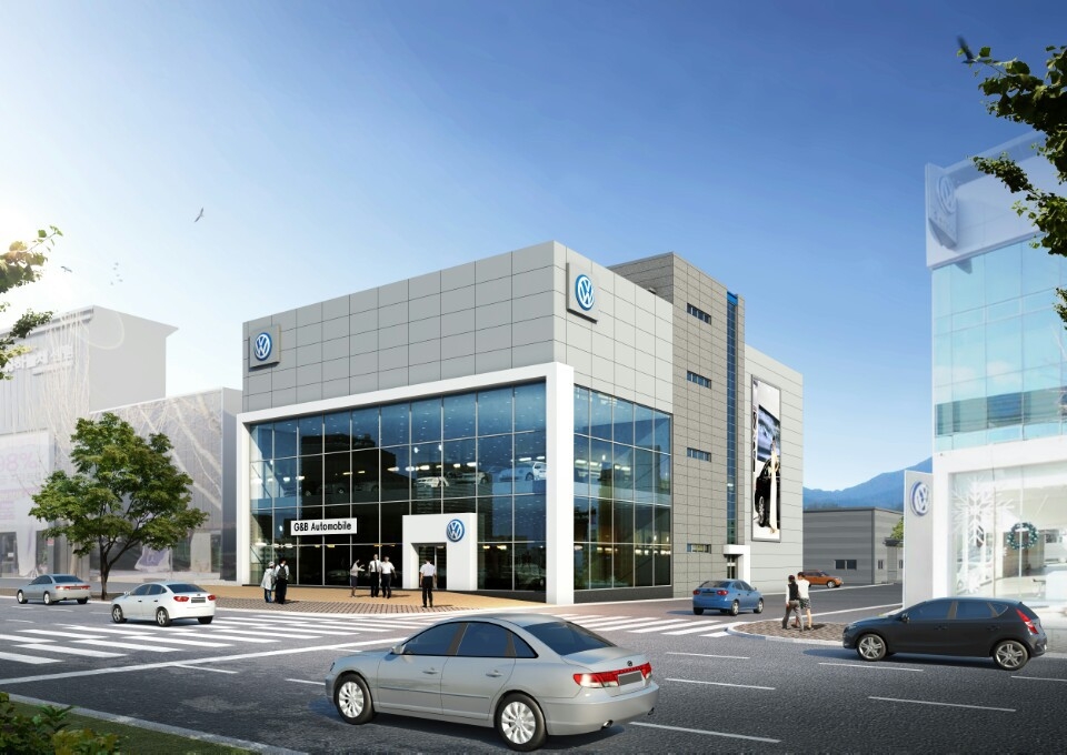 폭스바겐 공식 딜러 지엔비오토모빌 대구 두산 전시장 및 서비스센터 조감도