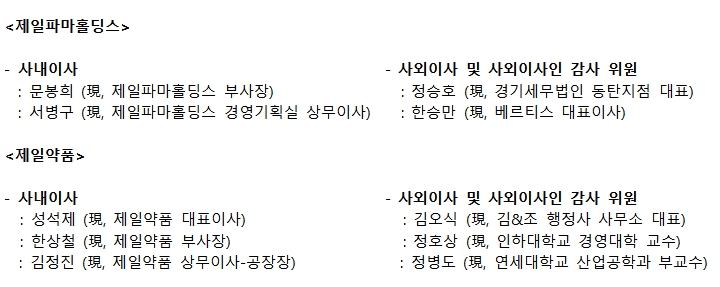 제일파마홀딩스-제일약품, 정기주주총회 개최