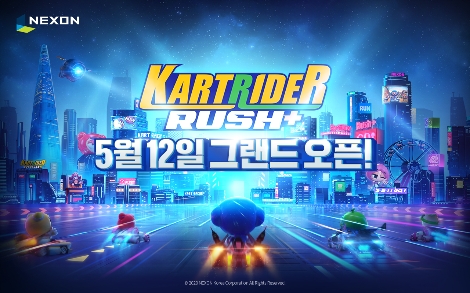 ‘카트라이더 러쉬플러스’의 5월 12일 글로벌 서비스 시작 안내 이미지. 사진=넥슨