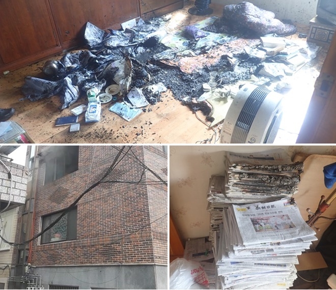 부산 금정구 한 다가구 주택 3층 방화 화재현장. (사진제공=부산소방재난본부)