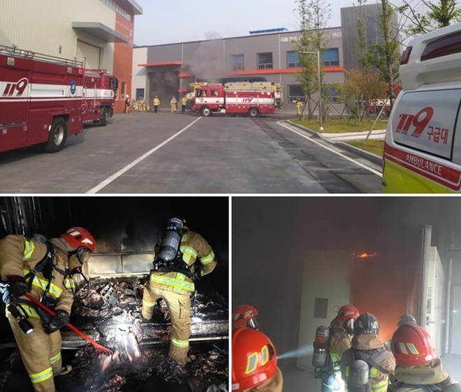 6일 오후 4시 57분경 울산 남구 두왕동 한국조선해양기자재연구소 내 화재.(사진제공=울산소방본부)