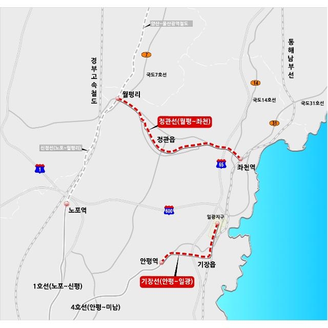 기장선ㆍ정관선노선.(제공=부산기장군)