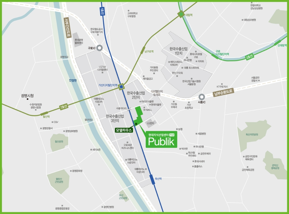 현대지식산업센터 가산 퍼블릭 위치도.(사진=현대건설)