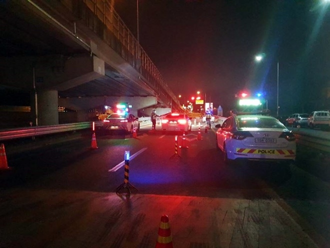 창원시 의창구 관내 스팟식 음주단속 현장.(사진제공=창원서부경찰서)