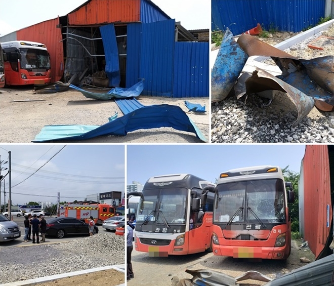 9일 오전 울산 북구 신천동 컴프레셔 탱크 폭발사고 현장.(사진제공=울산소방본부)