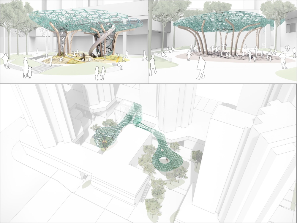 아클라우드 감일에 들어서는 「체험형 놀이터 & 이벤트광장 조형물 ’Cloud‘」 이미지. (사진=대우건설)