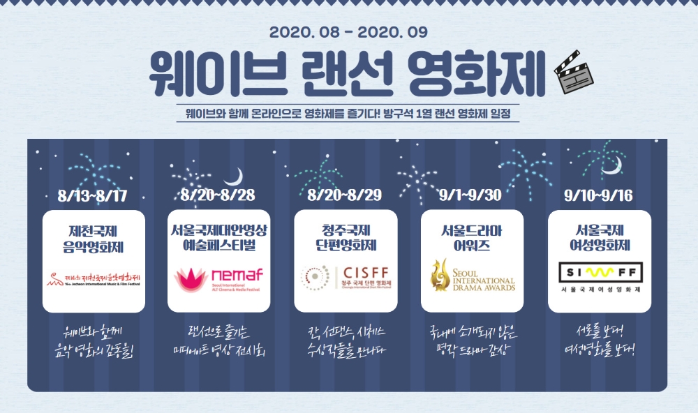 웨이브, 8~9월 영화제·드라마축제 온라인서비스
