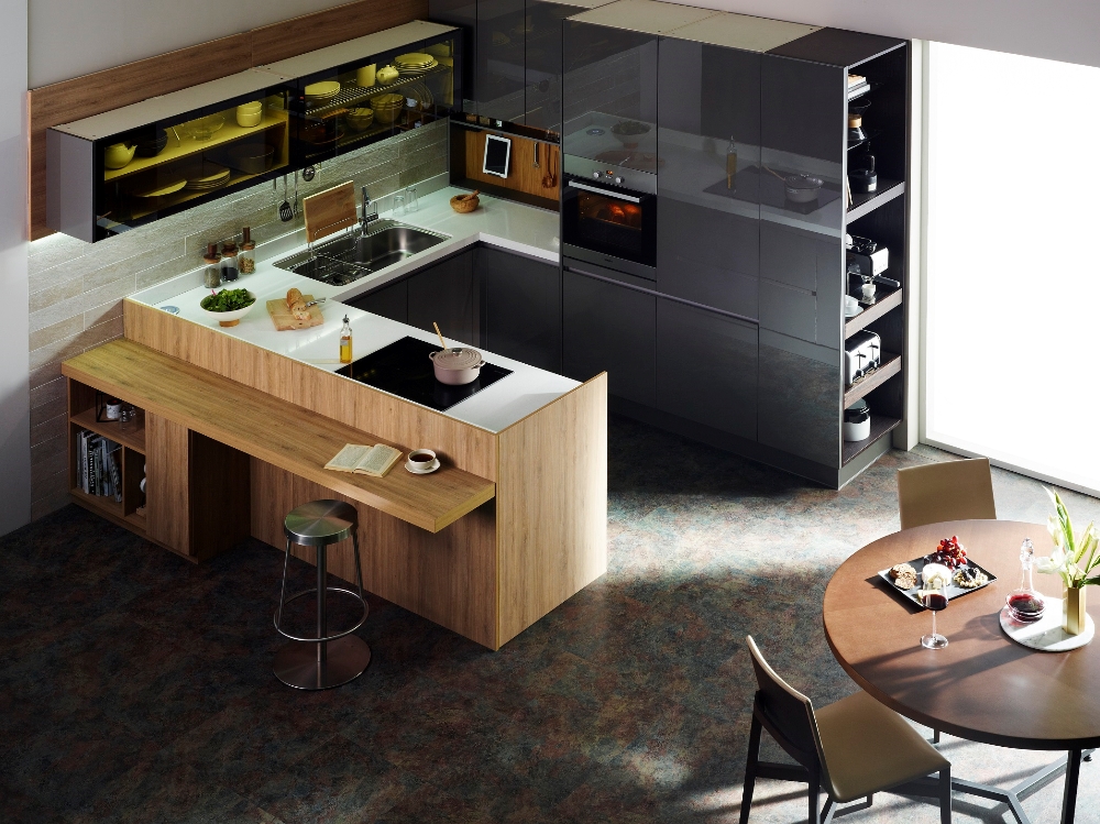 한샘 키친 & 바스 전문관 롯데마트 광교점의 전시제품인 바흐 그레이.(사진= 한샘)