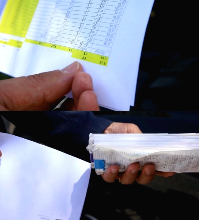 꼼꼼히 작성한 차계부/1400만원 상당의 4년간 사용한 영수증 다발.(사진제공=자동차10년타기시민연합)