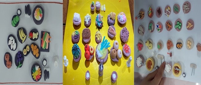 점토로 추석 상차림을 표현한 학생들의 솜씨.(사진제공=안양소년원)