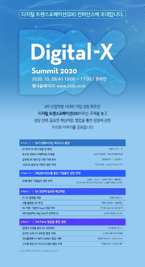 Digital-X Summit 2020 행사 안내 포스터. 사진=KT