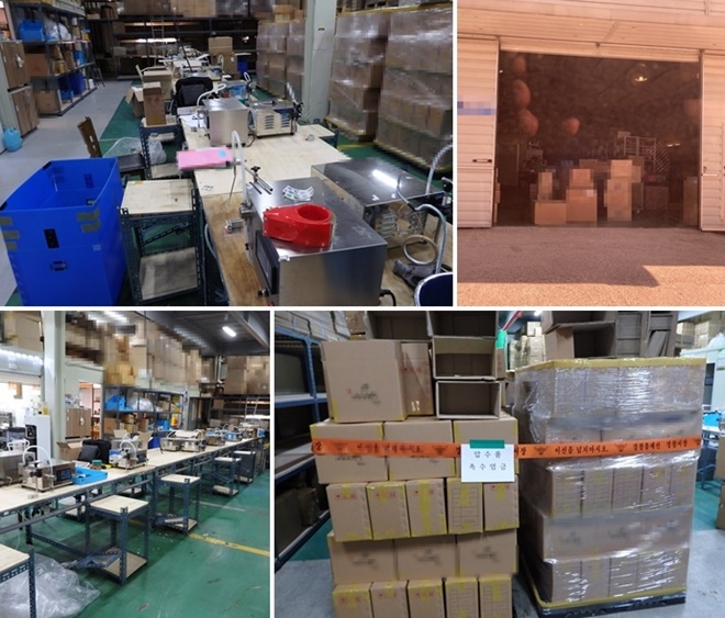 무허가 손소독제 제조공장 압수수색.(사진제공=부산경찰청)